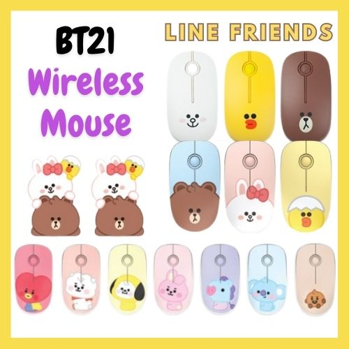 BT21 Line Friends Silent Wireless Mouse 13 Tipos Ratos De Personagem Bonitos