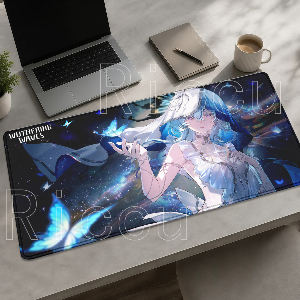 Gaming Wuthering Ondas O Shorekeeper Tapete De Mesa Anime Kawaii Menina Base Antiderrapante Mousepad Teclado Impressão H