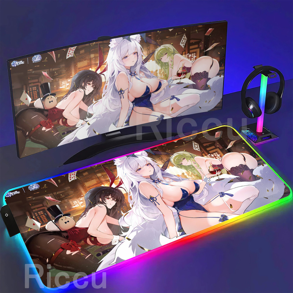 Azur Lane anime Menina Mouse Pad Gamer mousepad Rgb Backlight Jogo Teclado De Escritório Tapete De Mesa