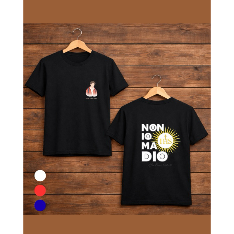 Camiseta [PREMIUM] São Carlo Acutis Non Io Ma Dio| Unissex Algodão| Frente e Costas| TAM 2 ao G5