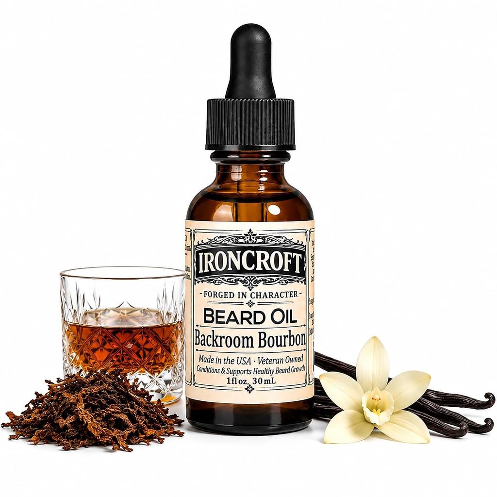 IRONCROFT Beard Oil for Men 1oz - Non-Greasy Beard Conditioner with Jojoba & Argan - Softening Grooming Oil - Premium Fa