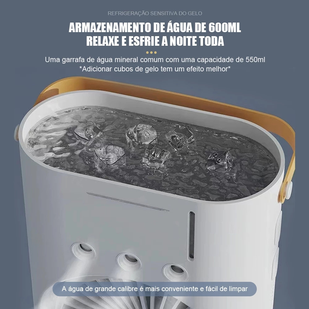 Portátil Climatizador Camada Ventilador Dupla Umidificador Hélice Giratório+RGB