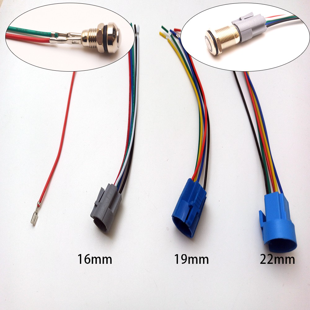 Conduziu A Luz Botão Interruptor Momentâneo Conector 12 / 16 / 19 / 22mm Switches Soquete Plug Cabo De Fio De Conexão Rápida Titular