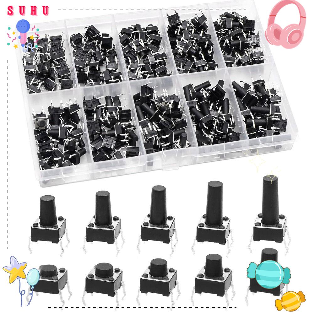 SUHU 200 Unidades De Botão Tátil , Interruptor Micro Momentâneo De 4 Pinos 6x6 mm , Mini De Toque
