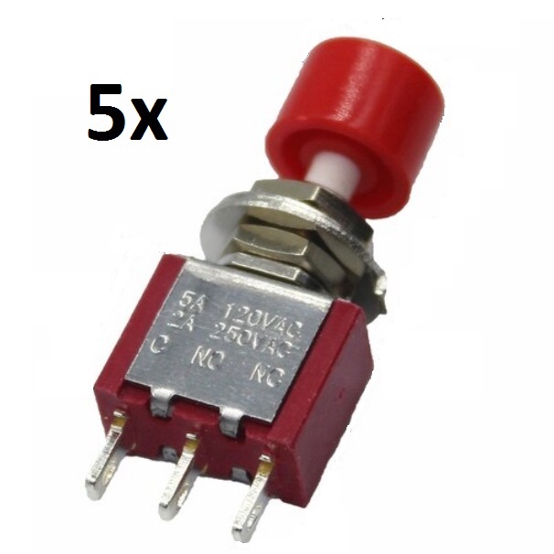 Chave de pressão 3pin C-NO-NC 6mm / Interruptor /sem trava/ Momentâneo / on/off (5peças)