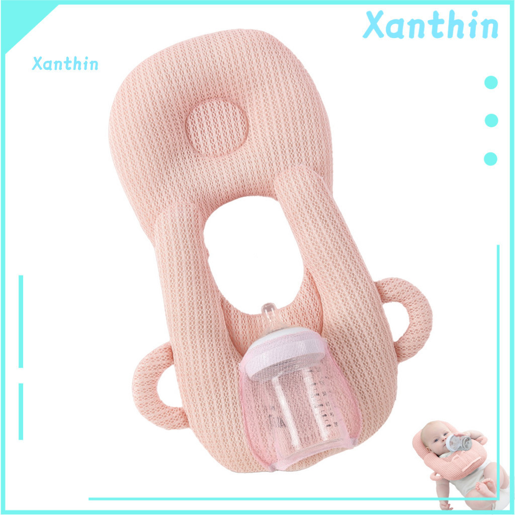 Nursing Pillow for Breastfeeding Baby Feeding Support Adjustable with Bottle Holder – Soft Plush Cushion Non-slip for