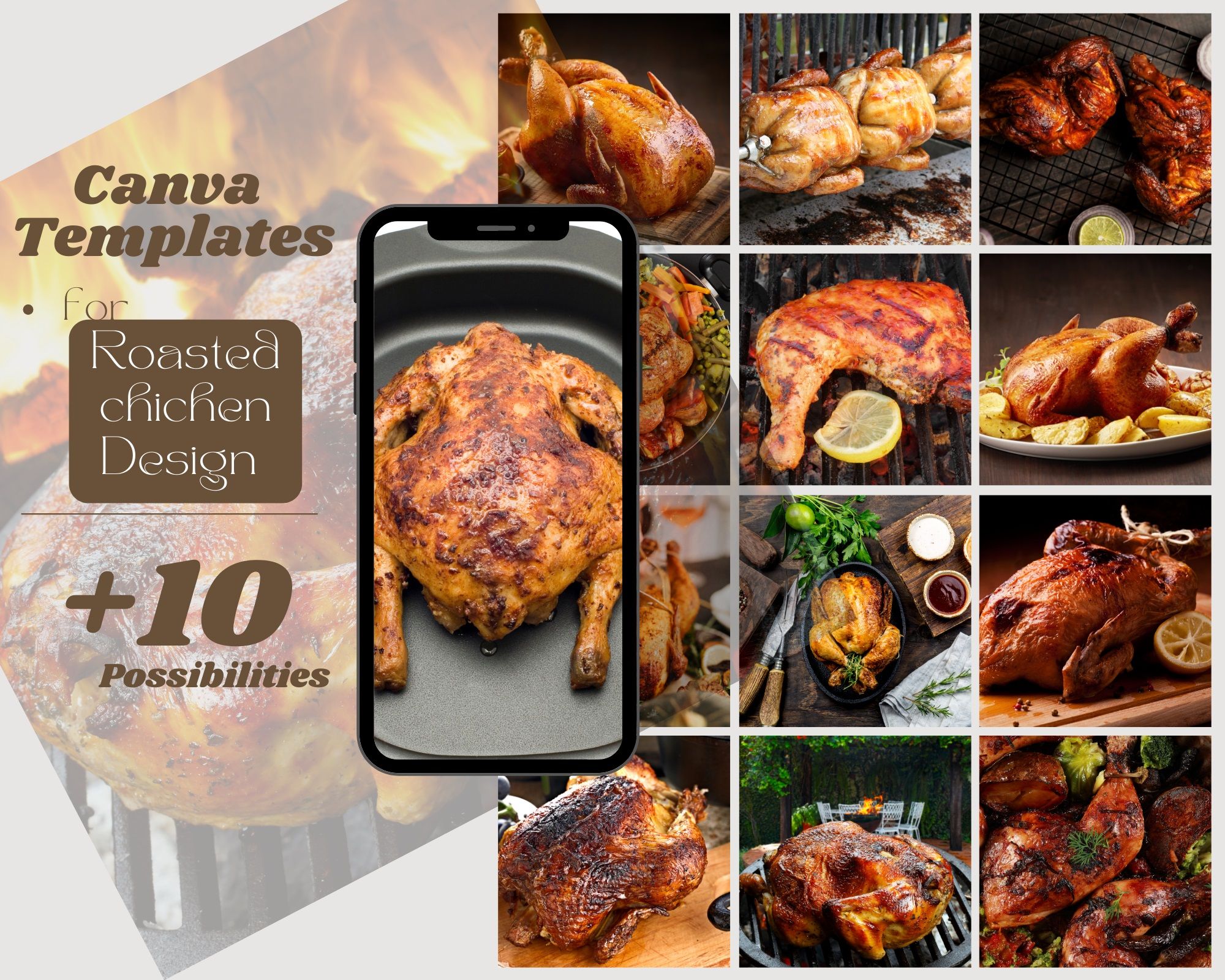 Canva Template roasted chicken shop +10 possibilities
