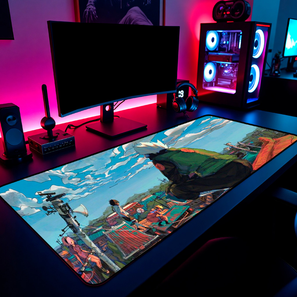 Mouse Pad Gamer Naruto Time 7 Kakashi 65x30cm 80x40cm 90x50cm 120x60cm Borda Costurada