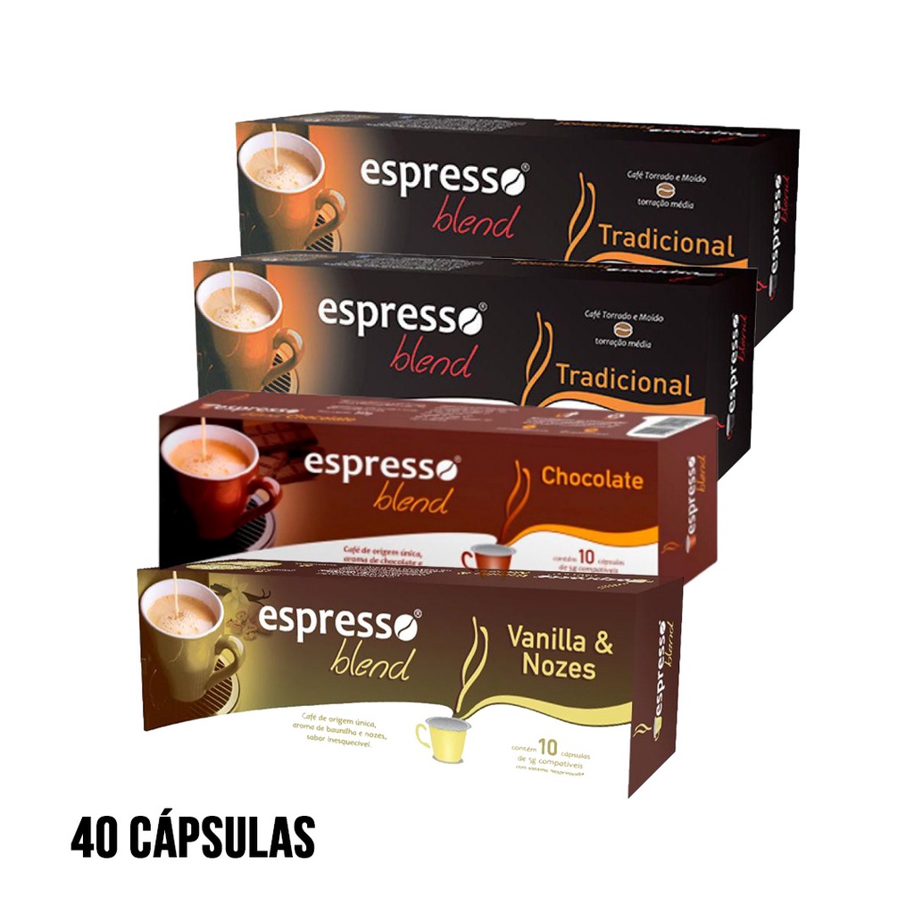 SUPER OFERTA 40 Cápsulas de Café Espresso 3 Sabores Tradicional Chocolate Vanilla para Nespresso