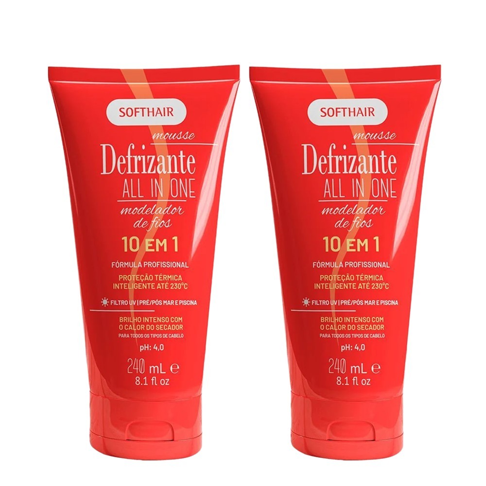 Kit 2 Mouse Anti-frizz Defrizante All In One 10 em 1 Soft Hair 240ml