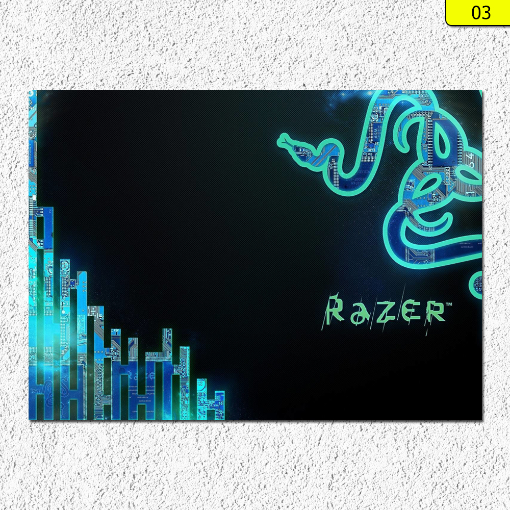 Placa Decorativa Quadro Gamer Razer 20x28cm - Com Fita Dupla Face
