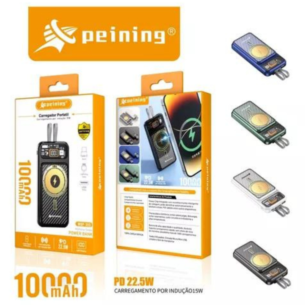 Carregador Portátil Turbo Bateria por indução Power Bank 10.000mAh PD22.5W WUP-355
