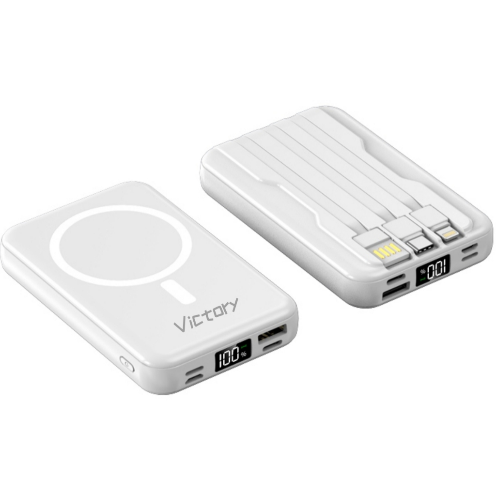 Carregador Portátil Power Bank Magnético 10000mAh Sem Fio PD22.5W Tipo-C iPhone USB VT-126