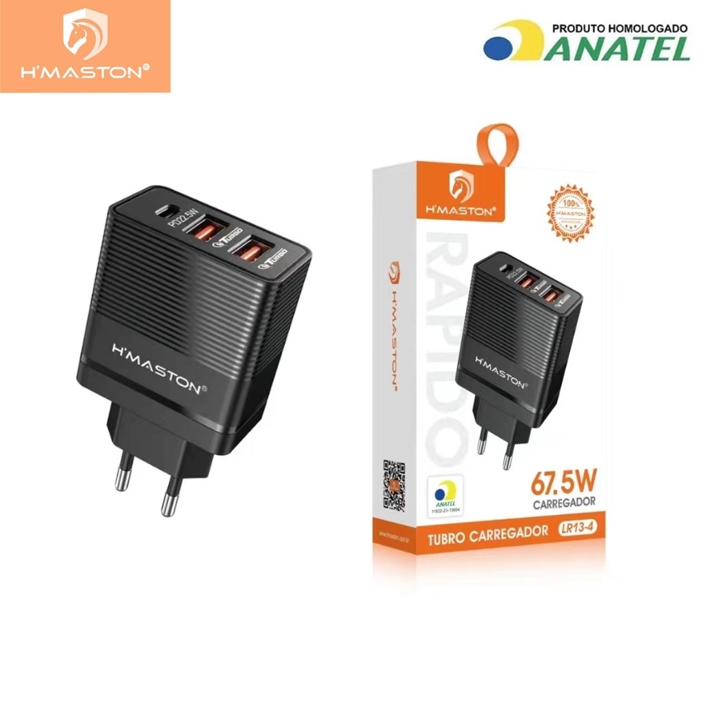 H'maston LR-13 Carregador 67.5W PD22.5W QC3.0 USB e Tipo-C