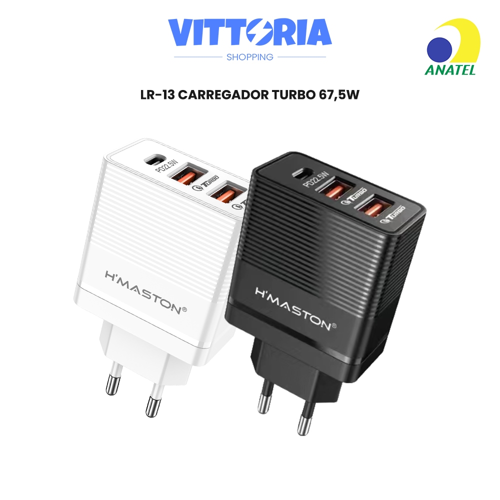 Carregador Turbo LR-13 PD22.5W + QC3.0 3 Portas Carregamento Rápida para Celular Tablet