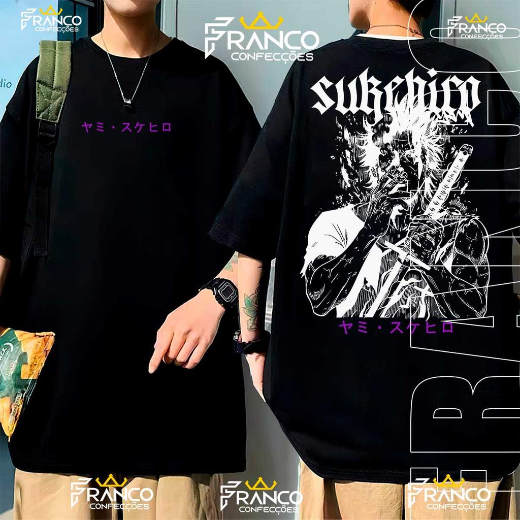 Camiseta Oversized Anime Esquadrão Bulls Sukehiro Rei Mago Yami Black Clover Camisa Unissex 100% Algodão Premium