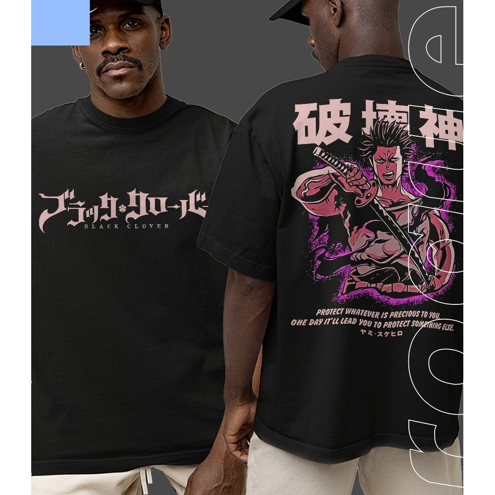 [Camiseta Premium em Algodão Puro]GXG Camiseta Basica e OVERSIZED Yami Sukehiro Black Clover Bulls Trevo Anime Unissex