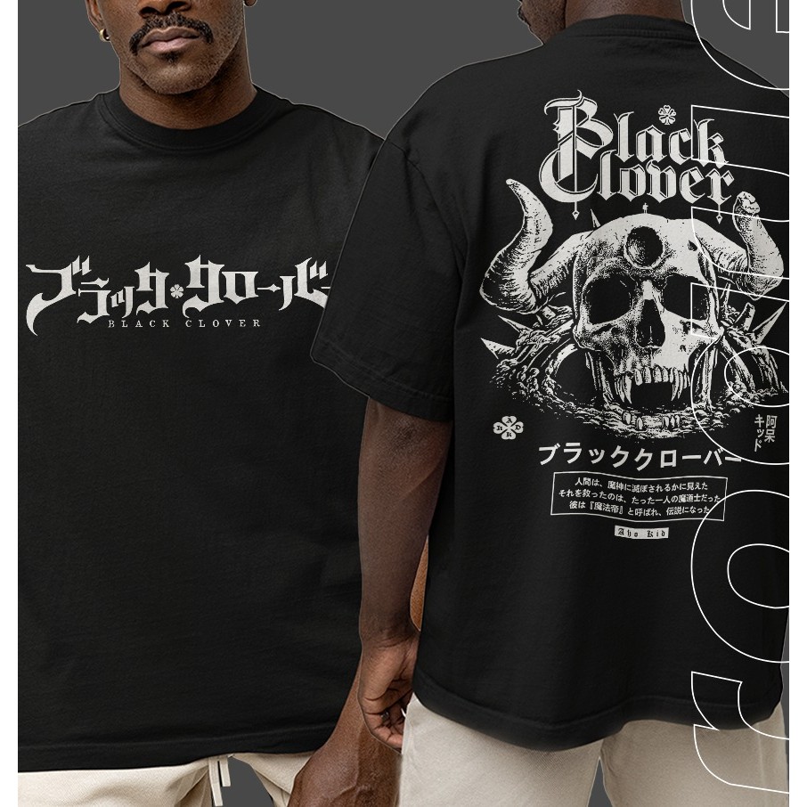 [Camiseta Premium em Algodão Puro]GXG Camiseta Básica Oversized Unissex Estampa Anime Black Clover Black Bulls Asta
