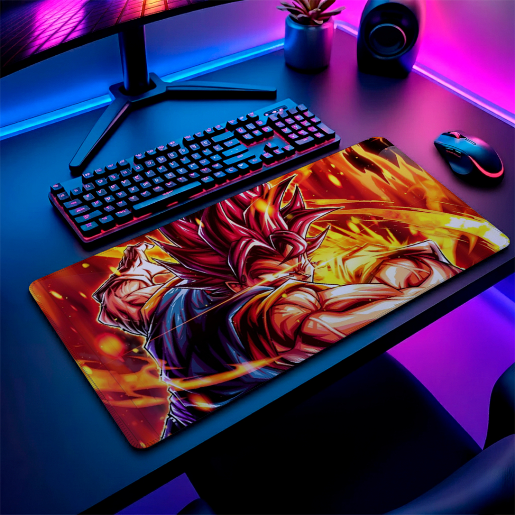 Mouse Pad Gamer Gigante Tecido DBZ Speed Borda Led 13 Cores RGB Forte Prova Água Original