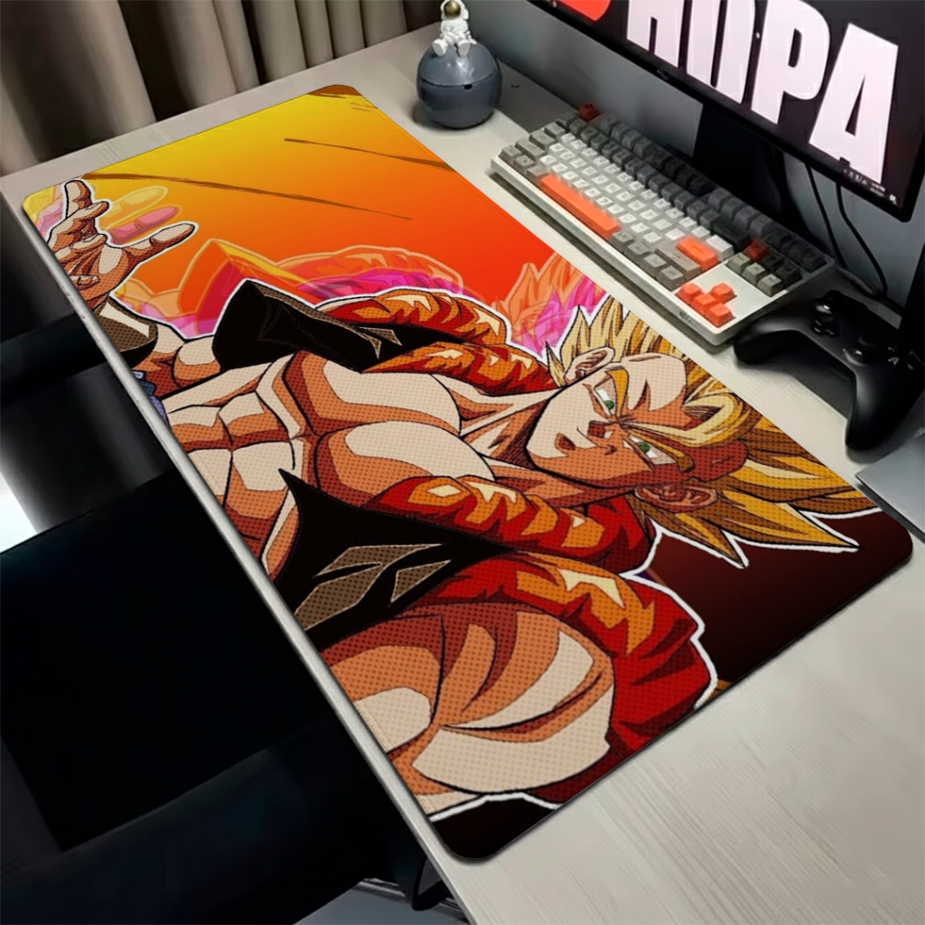 Mouse Pad Gamer Gigante Tecido DBZ Speed Borda Led 13 Cores RGB Forte Prova Água Original