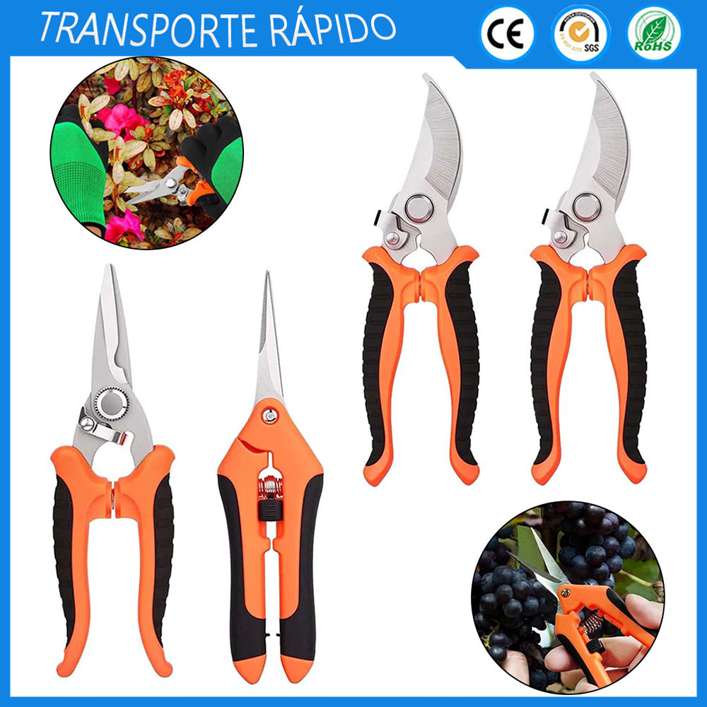 Conjunto de 4 peças Horticultural Pruning Shears Pruning Pliers Non-Slip Rubber Handle Gardening Tools