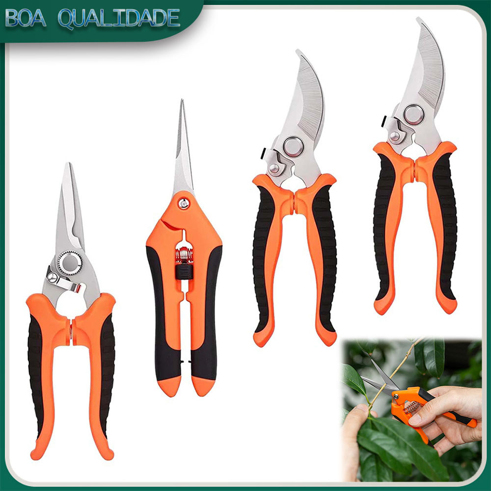 Conjunto de 4 peças Pruning Scissors Horticultural Shears Stainless Steel Plant Pruning Pliers Non-Slip Rubber Handle