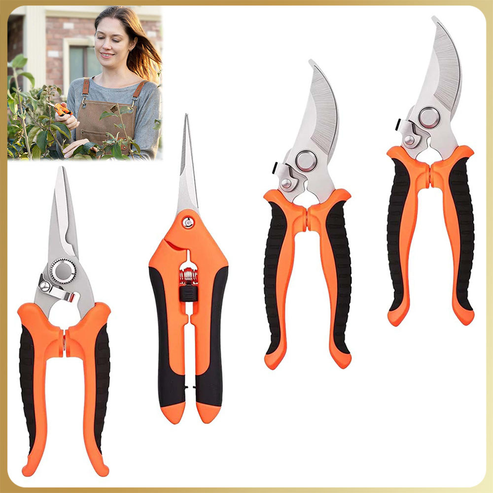 Conjunto de 4 peças Plant Pruning Shears Gardening Scissors Stainless Steel Non-Slip Rubber Handle