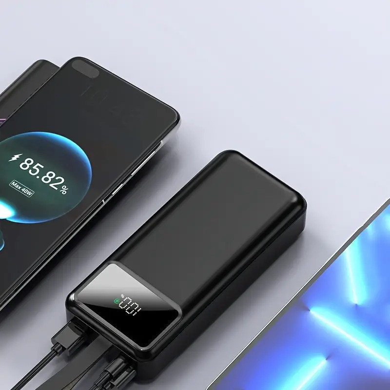 Power Bank 20000mAh Portátil Display Digital USB Carregador Rápido Universal Celular