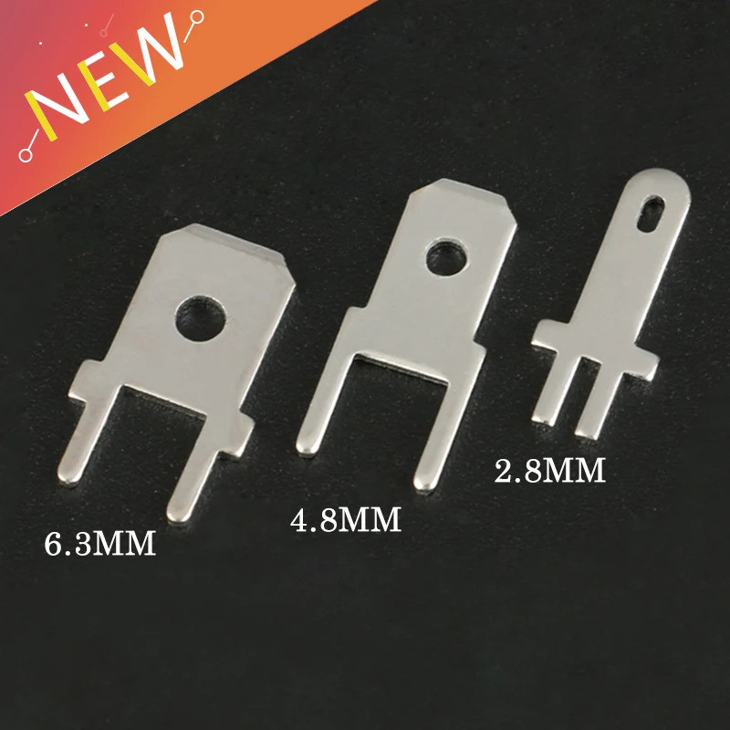 50 Pces/20 6.3MM 4.8MM 2.8mm Inserções Plug Terminal Macho PCB Solda Lug Espessura 0.8 Duas Pernas , Folha De Soldagem