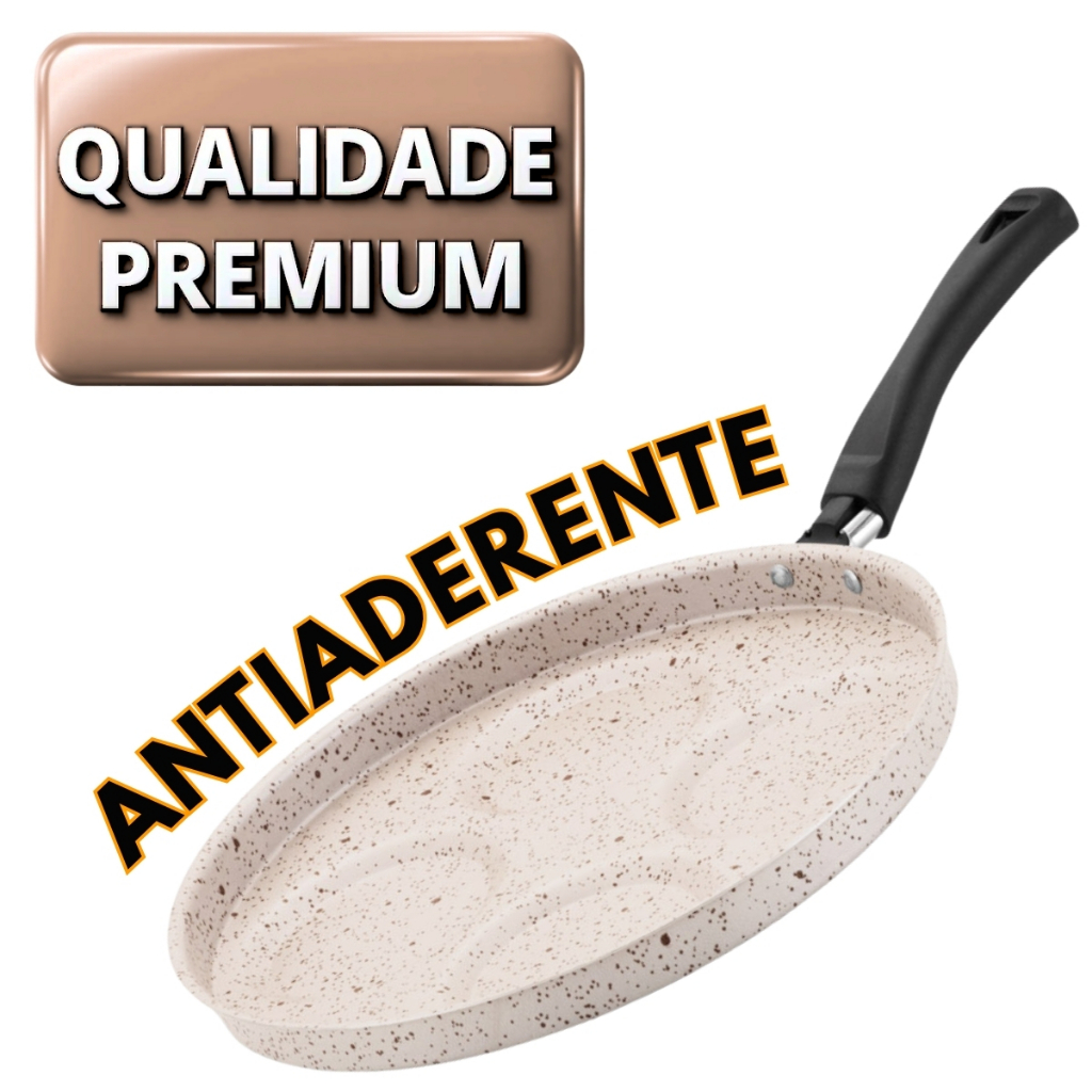 Frigideira Bege 4 Ovos e Hambúrgueres Teflon Premium Antiaderente Frita sem oleo e sem Grudar