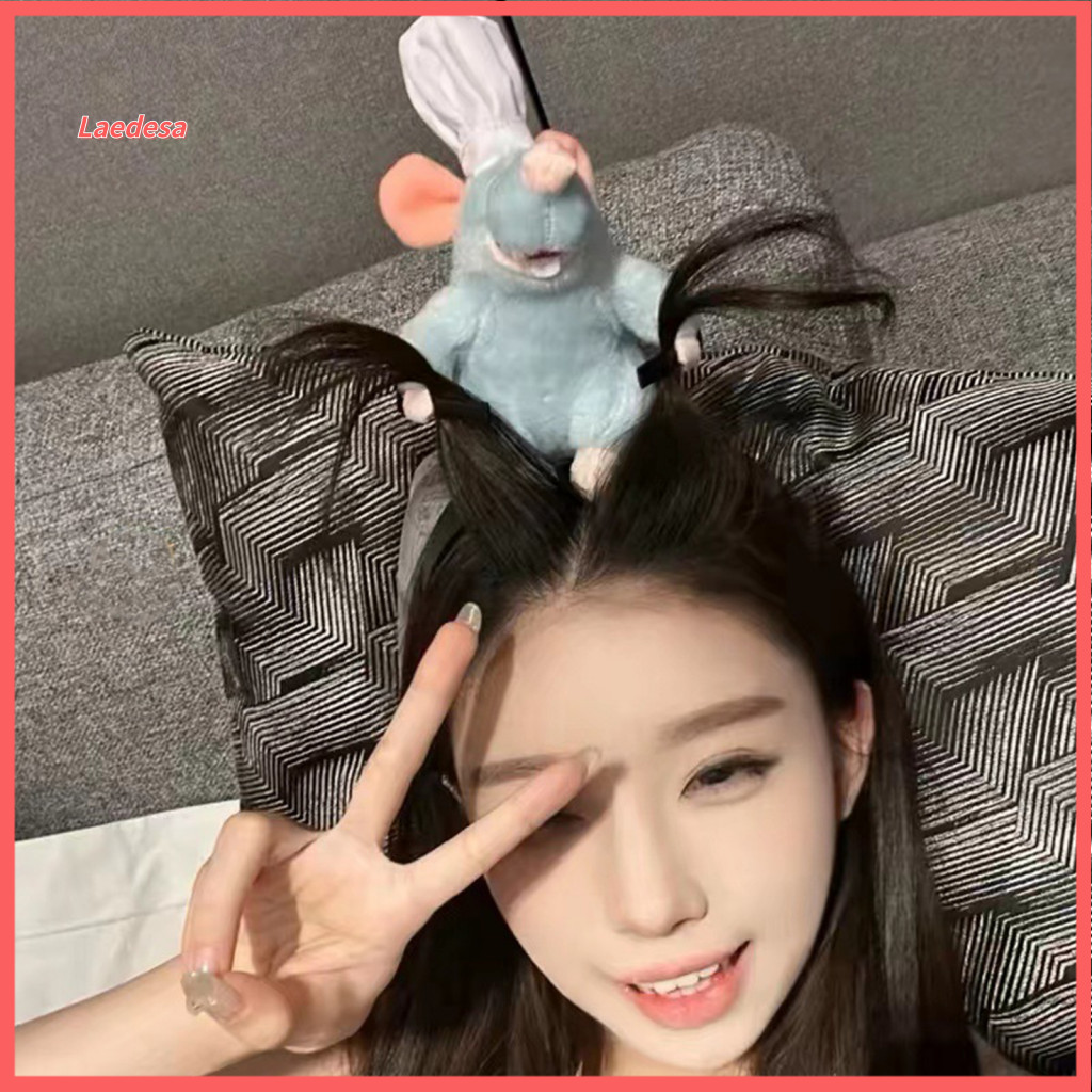 Adult Mouse Headband Plush Adorable with Clips Cute Hair Band for Women and Girls Anti-slip Animal Loop Accessories