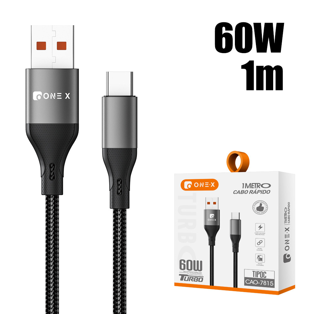 Cabo de Carregador Android e Ios USB-C 1 metros to Cable Rápido Turbo Comprido Resistente Usb-c Antiquebra Metros Tipo C