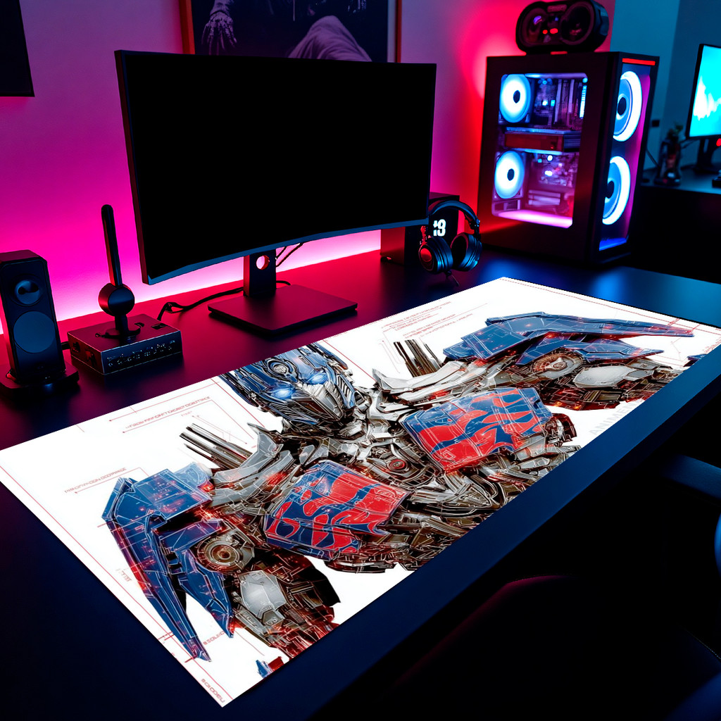 Mouse Pad Optimus Prime Gamer 65x30cm / 80x40cm / 90x50cm / 120x60cm Borda Costurada