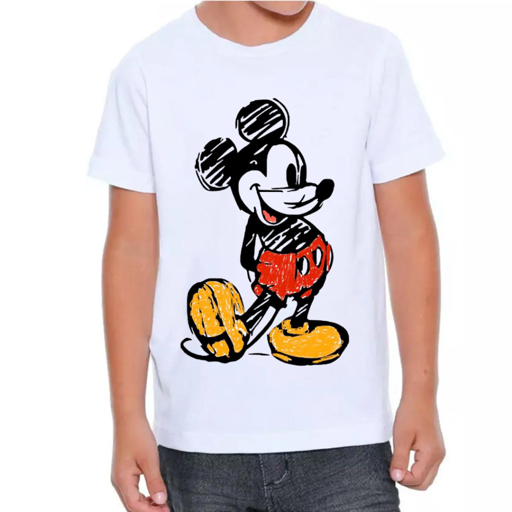 Linda Camiseta Mickey mouse Desenho animado T-shirt Camisa unissex Infantil e Adulto Blusa Envio rapido PRIME