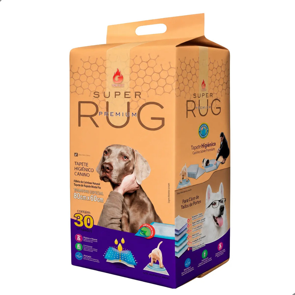 Tapete Higiênico Sanitário Rug 80x60 30un Alta Absorção