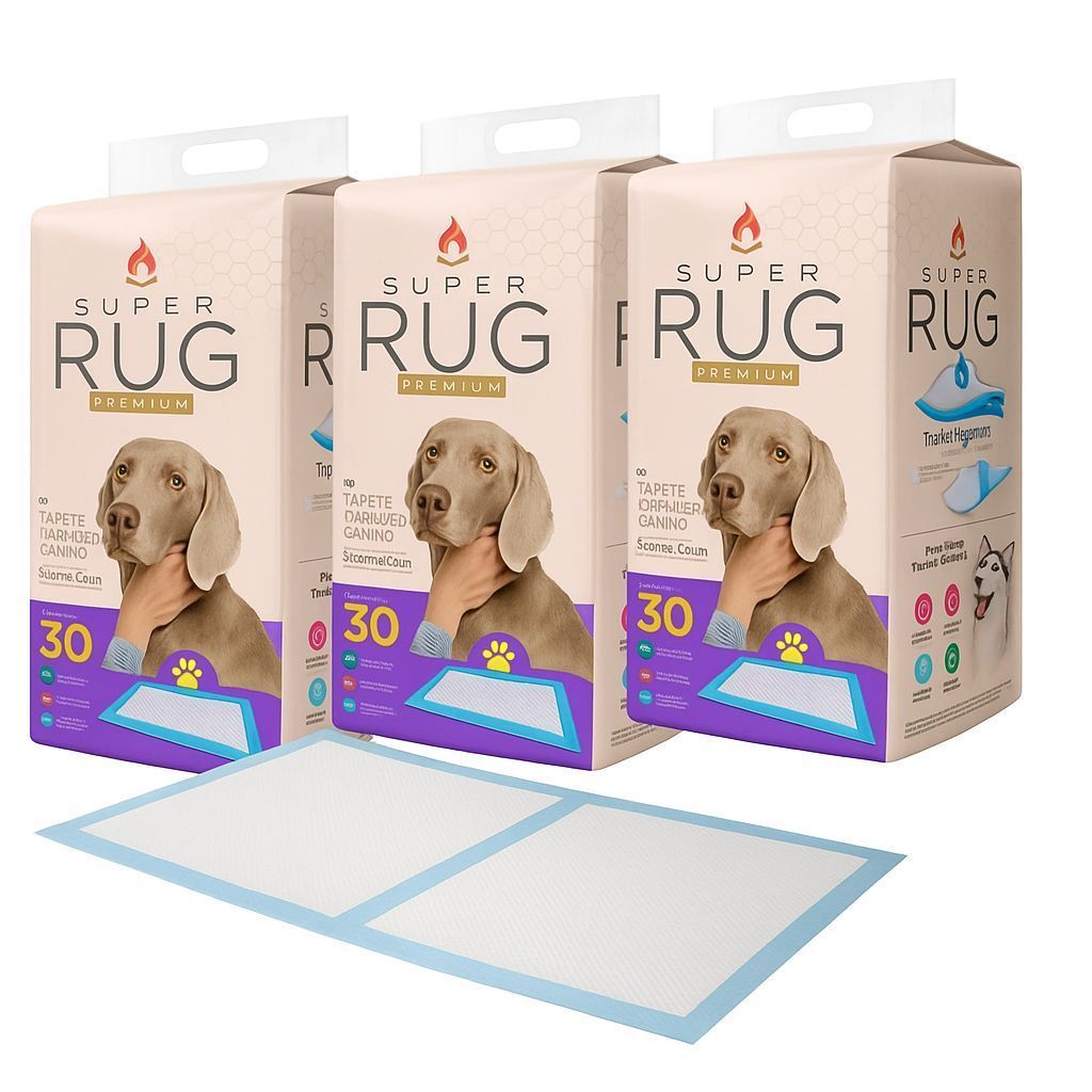 Kit Tapete Higiênico Premium Super Rug 80x60 com 30 60 90 un