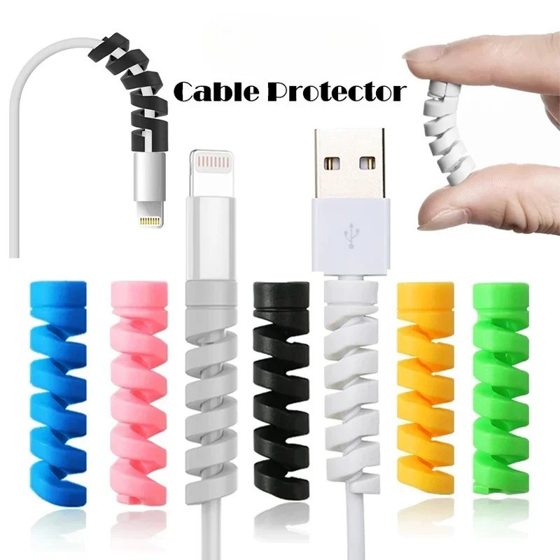 2 Pçs Protetor USB Silicone Bobina Enrolador Fio Cabo Organizador Capa Para Carregador