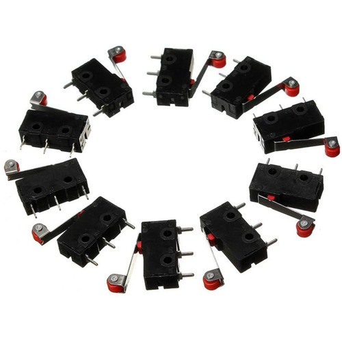 10 Micro Chave Fim De Curso Kw12 Endstop Switch Imp 3d E Cnc Preto Com Vermelho