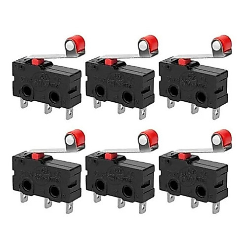 6 Micro Chave Fim De Curso Kw12 Endstop Switch Imp 3d E Cnc Preto Com Vermelho