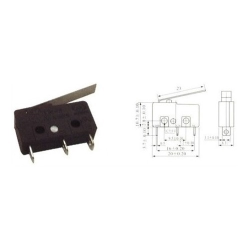 100 Peças - Chave Micro Switch Kw11-3z C/haste 23mm  3t 5a