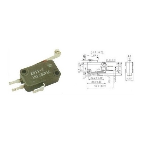 10 Peças - Chave Micro Switch Kw11-7-2-3t 29mm Com Roda
