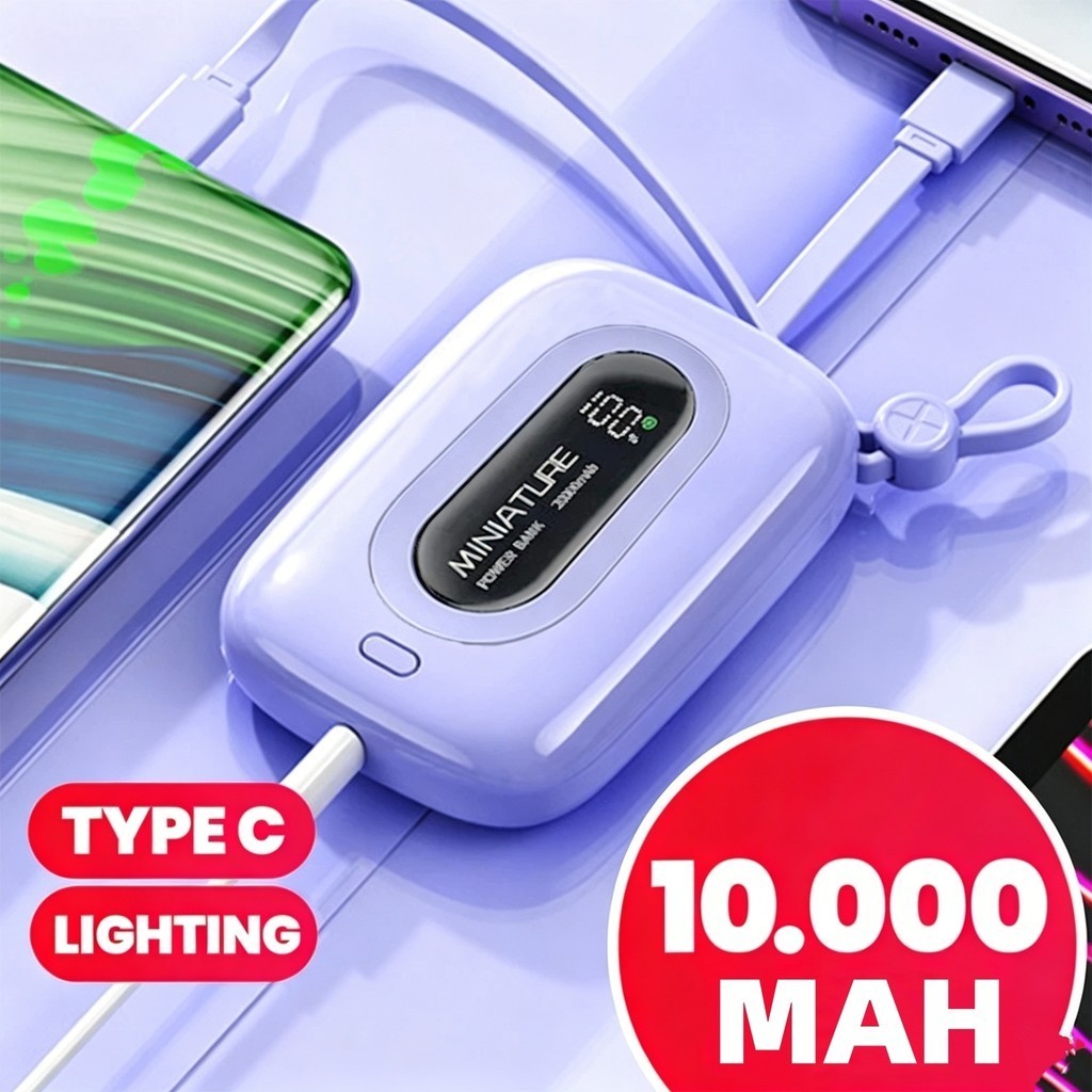 Carrega super rápido power bank de 10000 mAh com USB universal‌, compacto, portátil e com exibidor numérico TECNO