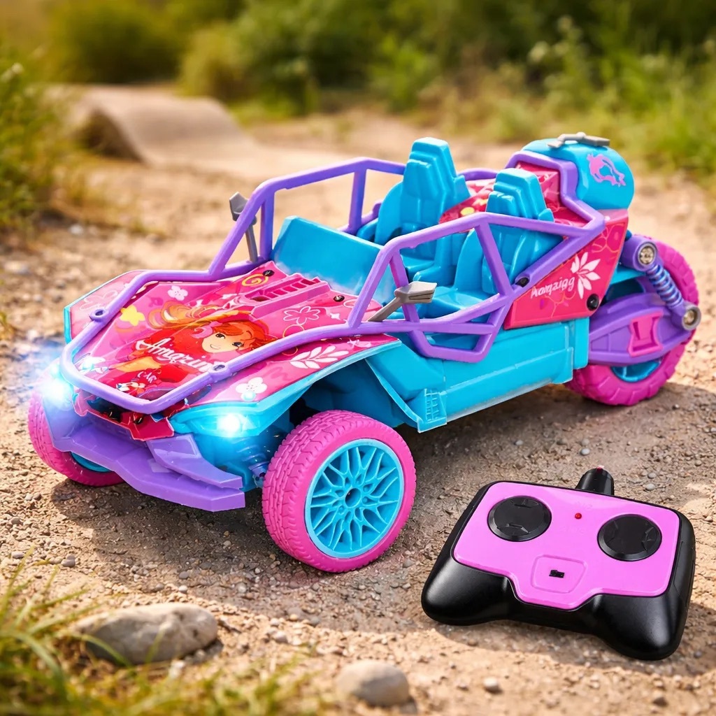 Carrinho Controle Remoto Rosa Menina Conversível Speed Brinquedo Infantil