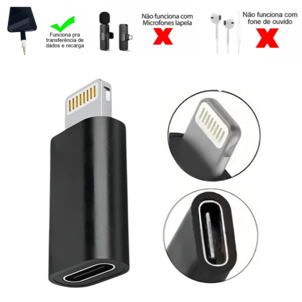 Adaptador Otg Usb-c Iphone Lightning 8 Pinos 3cm