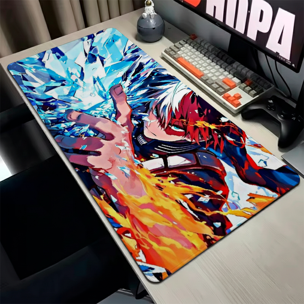 MousePad Speed Gamer Antiderrapante Bordas Costuradas Confortavel Liso Com Estampa De Anime Todoroki My Hero Academia
