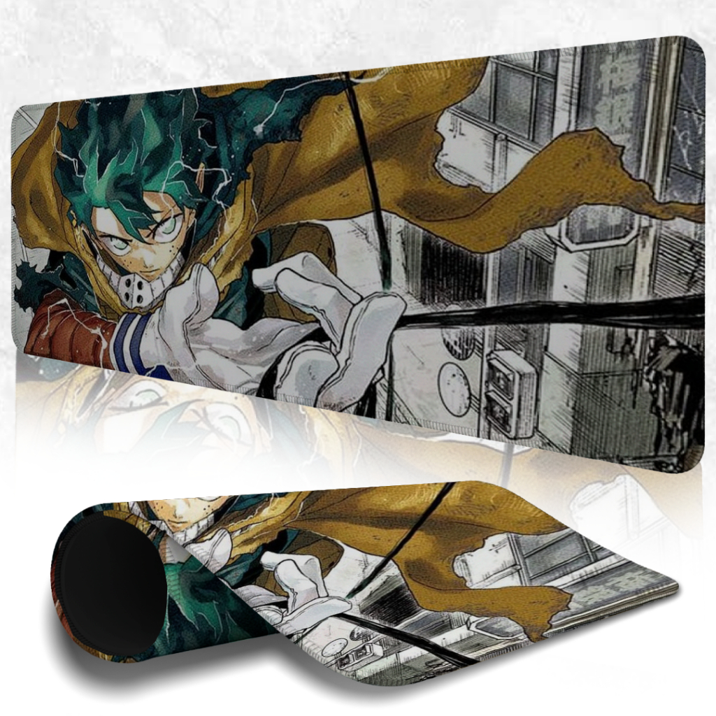 MousePad Speed Gamer Antiderrapante Bordas Costuradas Confortavel Liso Com Estampa Do Midoriya My Hero Academia