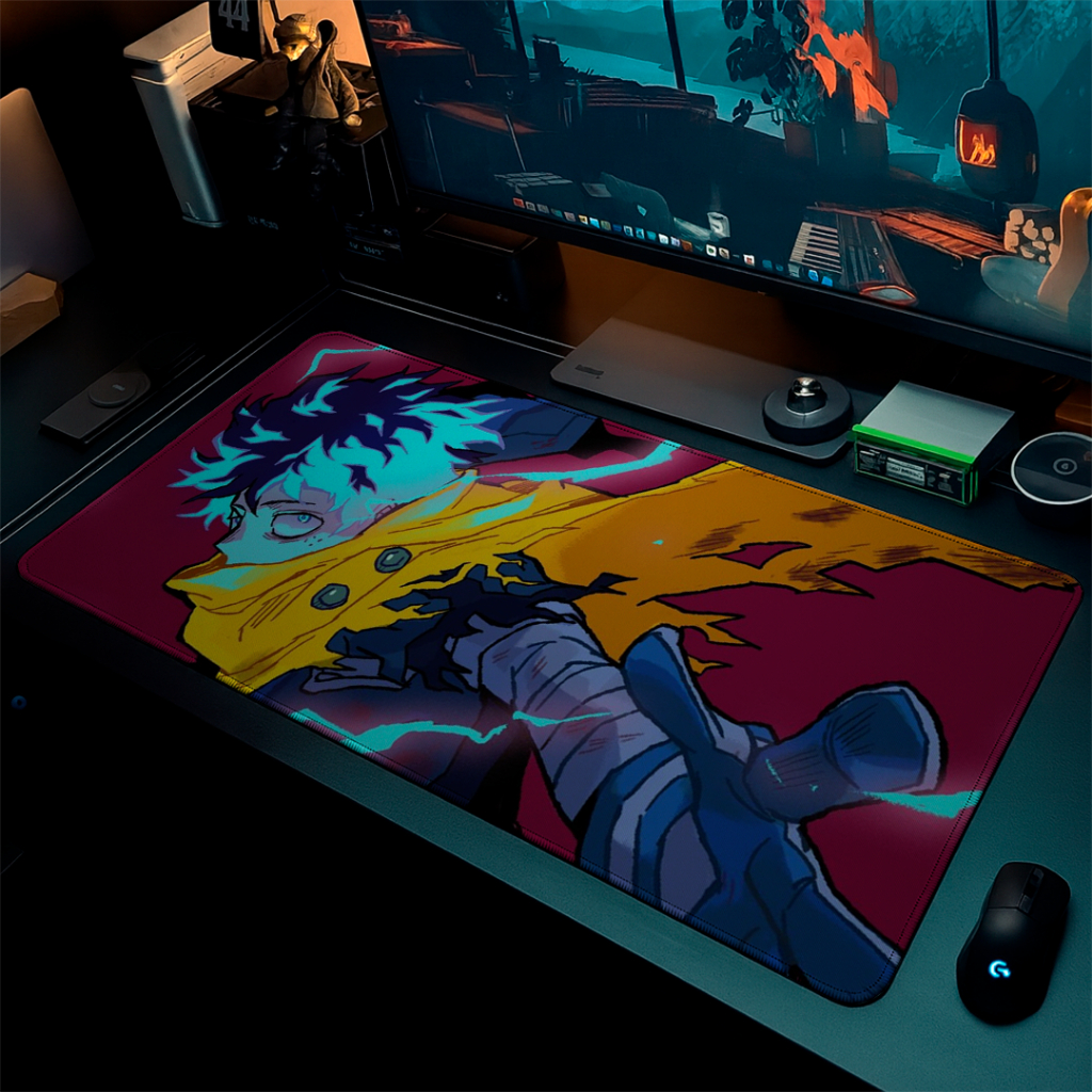 MousePad Speed Gamer Antiderrapante Bordas Costuradas Confortavel Liso Com Estampa Do Midoriya De My Hero Academia