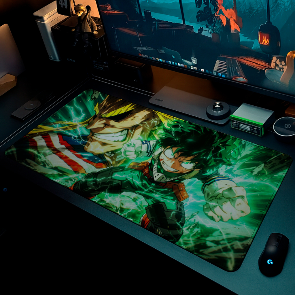 MousePad Speed Gamer Antiderrapante Bordas Costuradas Confortavel Liso Com Estampa De My Hero Academia Diversos Tamanhos