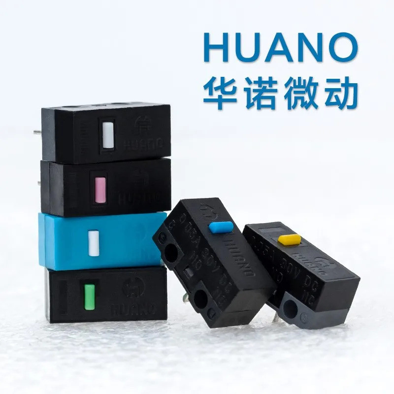 2-5 Peças/Lote Botão Micro Switch HUANO para Mouse Amarelo Rosa Branco Azul Verde com Pontos