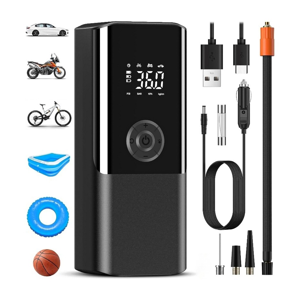 Compressor de Ar e PowerBank Portátil 12V 120W para Carro, Moto, Bicicleta, Bola - A693